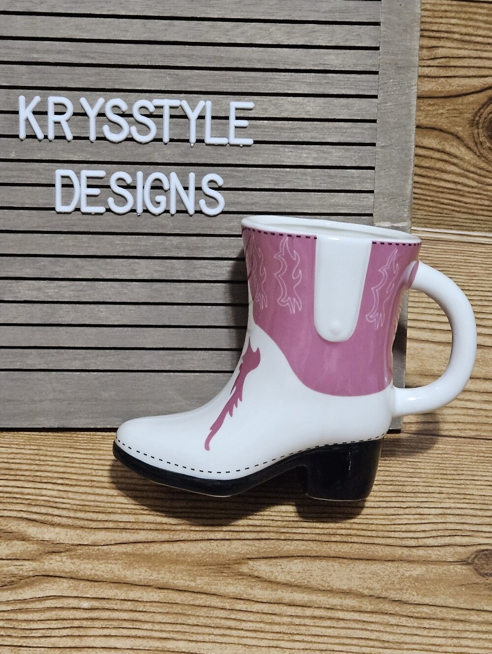 Pink cowgirl boot mug
